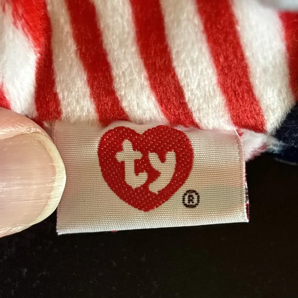 1999 Ty Pillow Pal Sparkler Red White Blue Teddy Bear Plush Beanie Baby 13